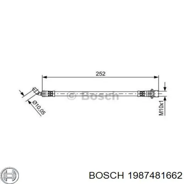 Шланг гальмівний задній, правий Bosch 1987481662 ціна, від 11.17 USD