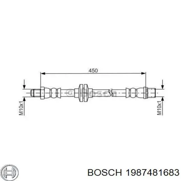 Шланг гальмівний передній Bosch 1987481683 ціна, від 9.20 USD