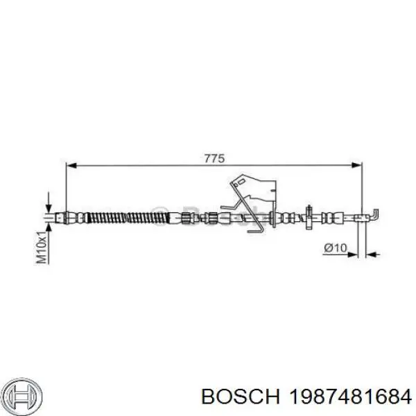 Шланг гальмівний передній, лівий Bosch 1987481684 ціна, від 45.20 USD