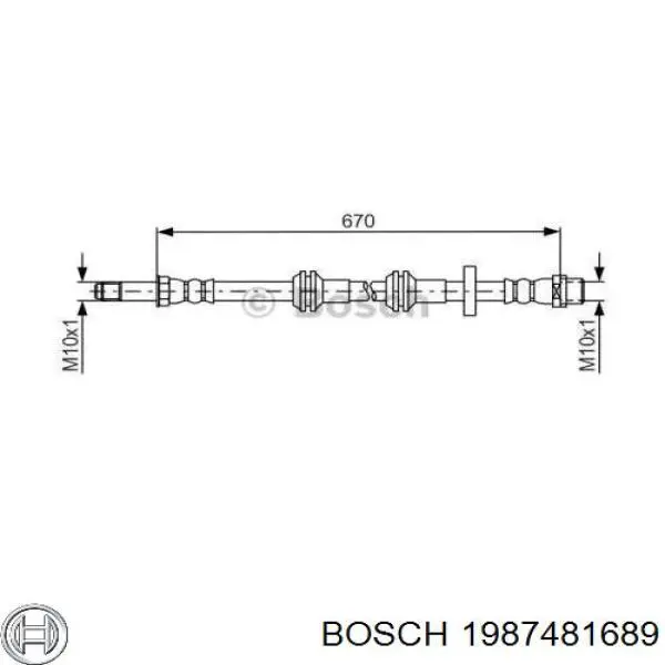 Шланг гальмівний передній Bosch 1987481689 ціна, від 6.16 USD