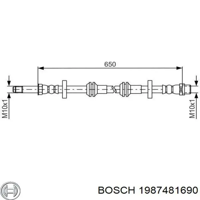 Шланг гальмівний передній Bosch 1987481690 ціна, від 15.77 USD