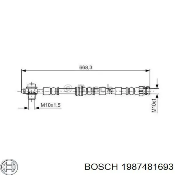 Шланг гальмівний передній Bosch 1987481693 ціна, від 17.08 USD
