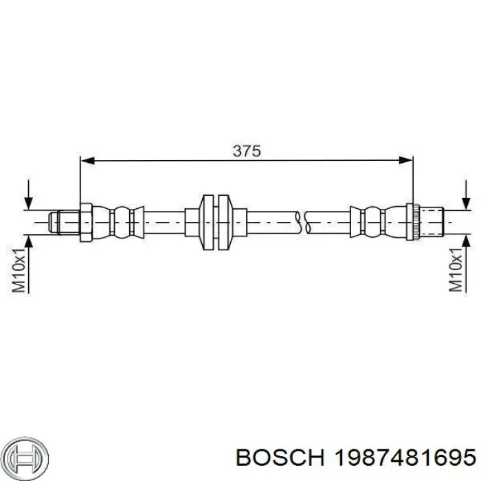 Шланг гальмівний передній Bosch 1987481695 ціна, від 9.27 USD