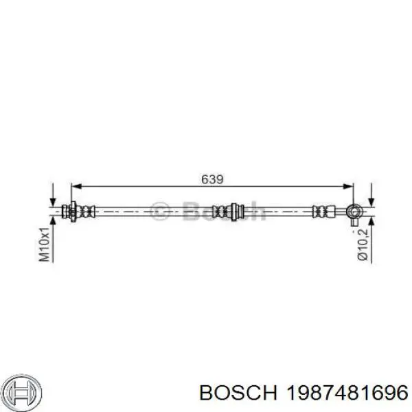 Шланг гальмівний передній, лівий Bosch 1987481696 ціна, від 12.67 USD