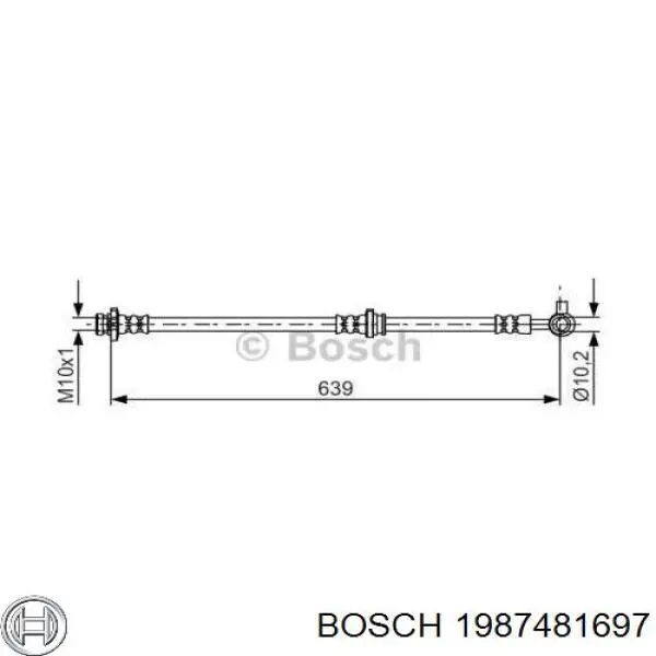 Купити 1987481697 Bosch Шланг гальмівний передній, правий