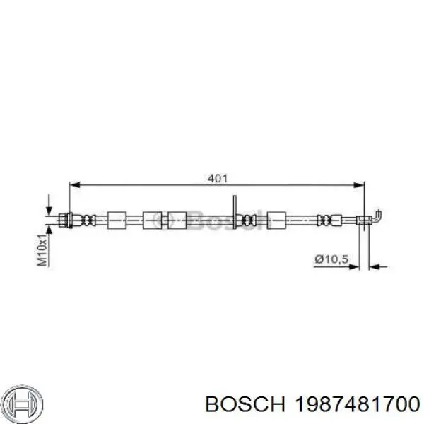 Купити 1987481700 Bosch Шланг гальмівний передній, правий