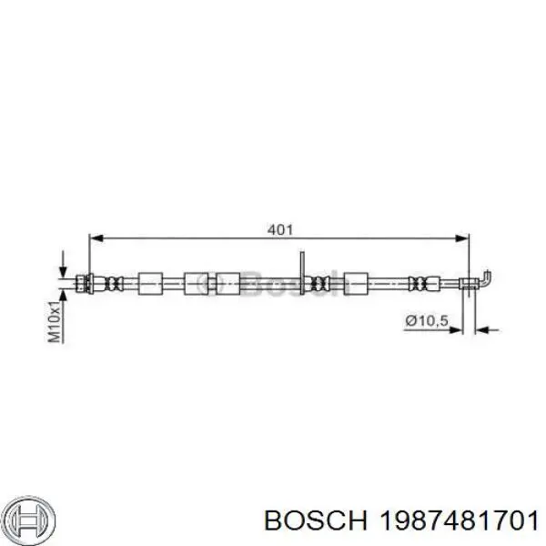 Купити 1987481701 Bosch Шланг гальмівний передній, лівий
