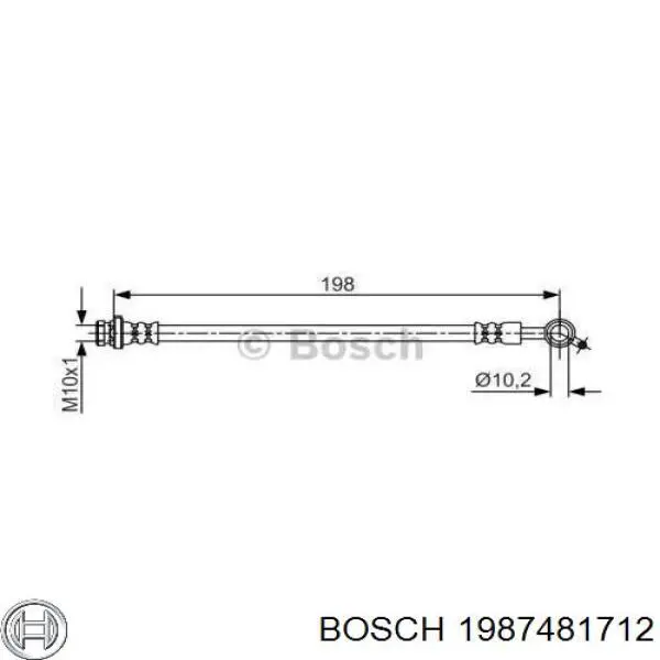 Шланг гальмівний задній, правий Bosch 1987481712 ціна, від 10.90 USD