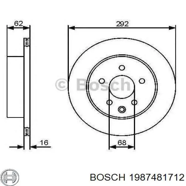 Купити 1987481712 Bosch Шланг гальмівний задній, правий