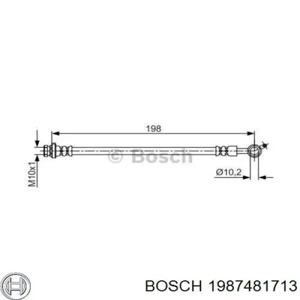 Шланг гальмівний задній, лівий Bosch 1987481713 ціна, від 11.03 USD