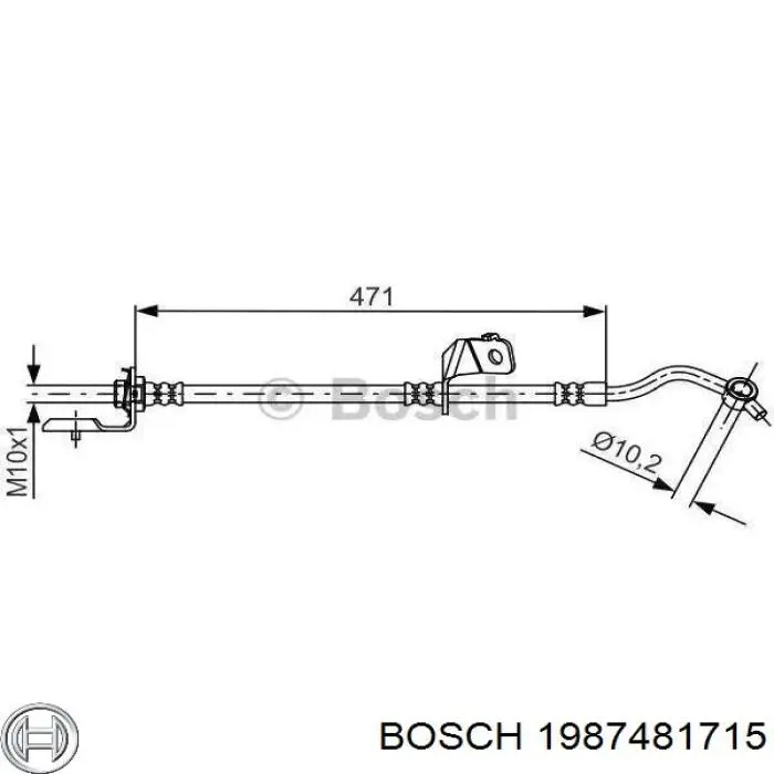 Купити 1987481715 Bosch Шланг гальмівний передній, лівий