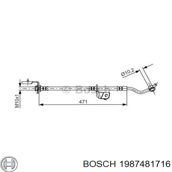Шланг гальмівний передній, правий Bosch 1987481716 ціна, від 15.78 USD