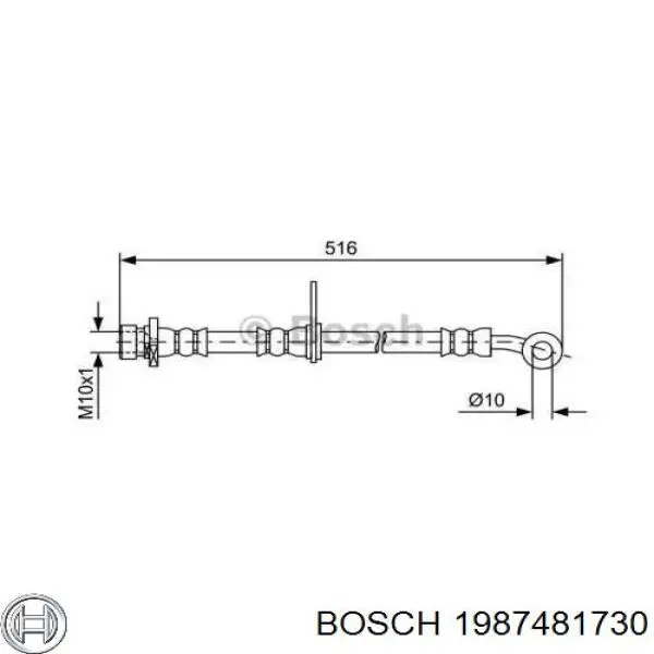 Купити 1987481730 Bosch Шланг гальмівний передній, правий