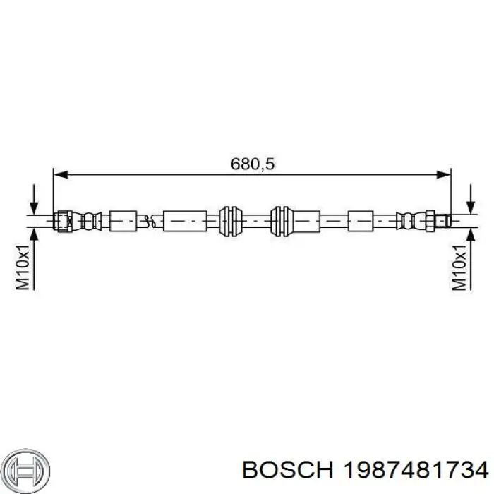Шланг гальмівний передній Bosch 1987481734 ціна, від 12.65 USD