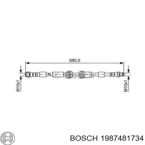 1987481734 Bosch Гнучка гальмівна трубка передня