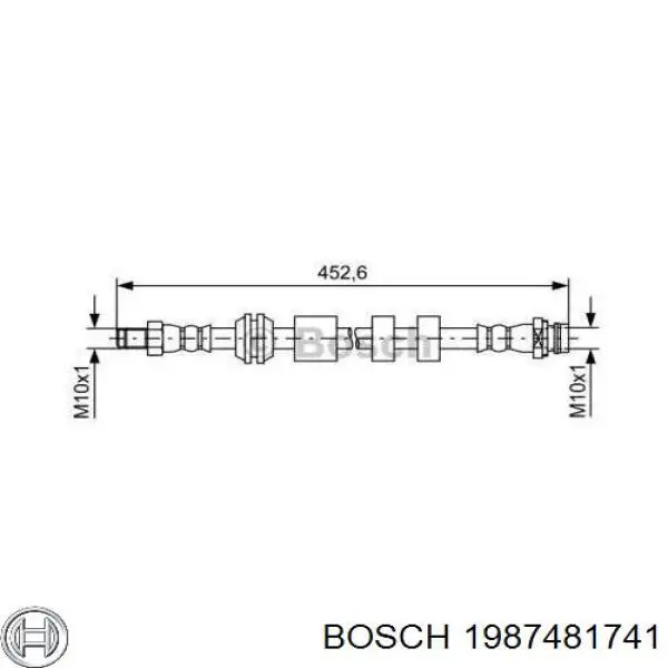 Шланг гальмівний передній Bosch 1987481741 ціна, від 14.27 USD