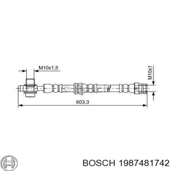 Шланг гальмівний передній Bosch 1987481742 ціна, від 10.52 USD