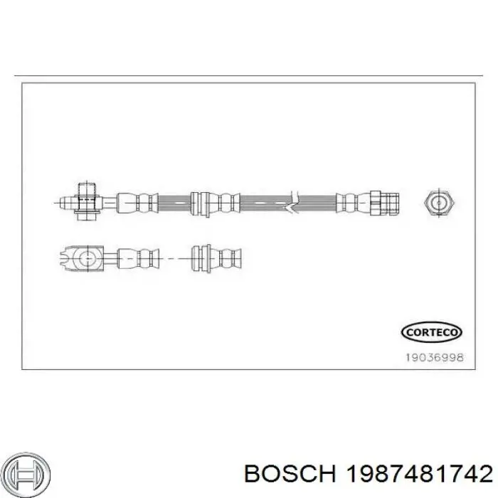 1987481742 Bosch Гнучка гальмівна трубка передня