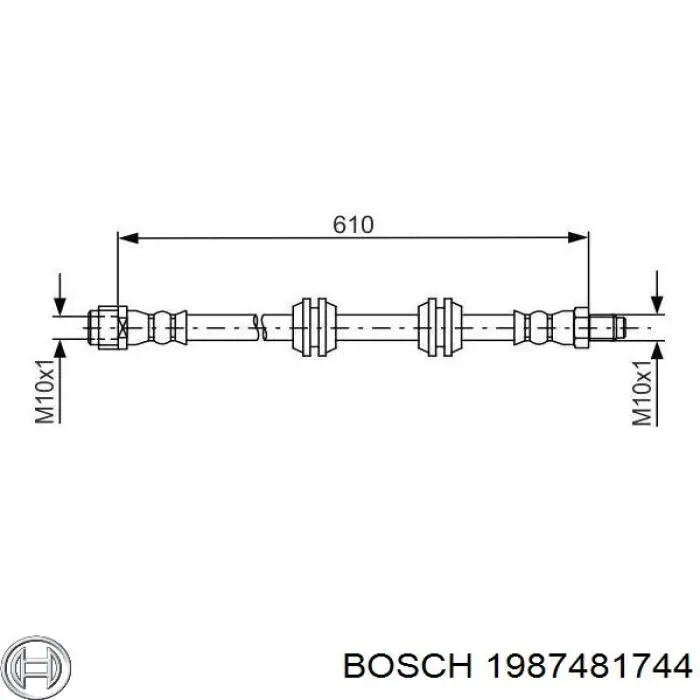 1987481744 Bosch Шланг гальмівний задній