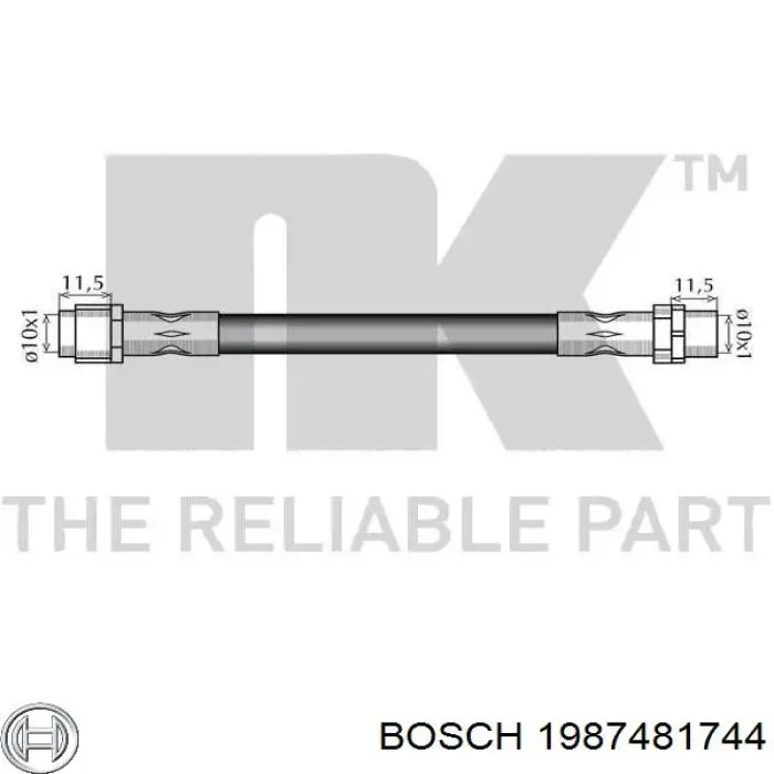 Шланг гальмівний задній Bosch 1987481744 ціна, від 12.30 USD