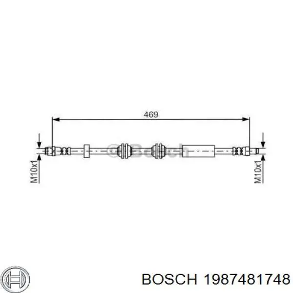 Шланг гальмівний передній 1987481748 Bosch