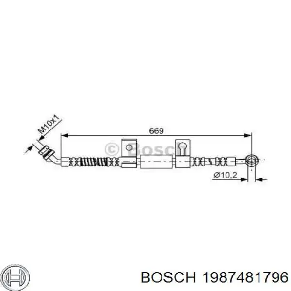 Шланг гальмівний передній, лівий 1987481796 Bosch