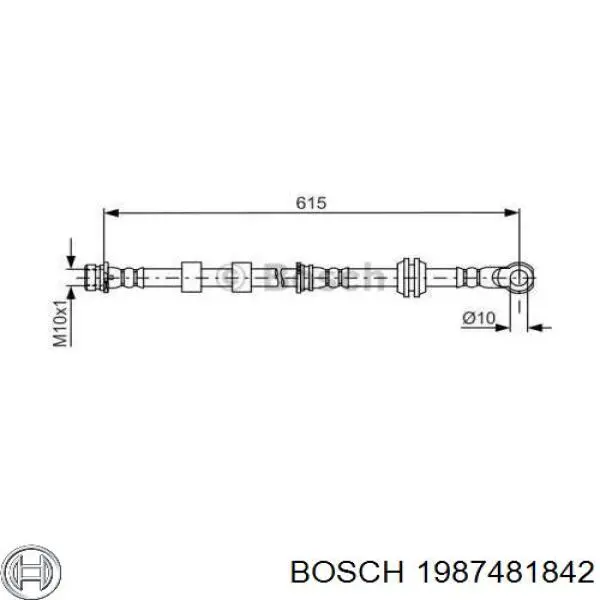 1987481842 Bosch шланг гальмівний передній, лівий