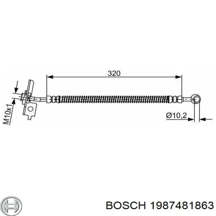 1987481863 Bosch шланг гальмівний передній, лівий