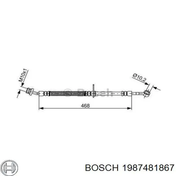 1987481867 Bosch шланг гальмівний передній, правий