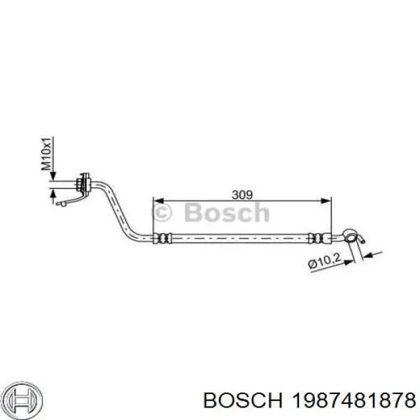1987481878 Bosch шланг гальмівний задній, лівий