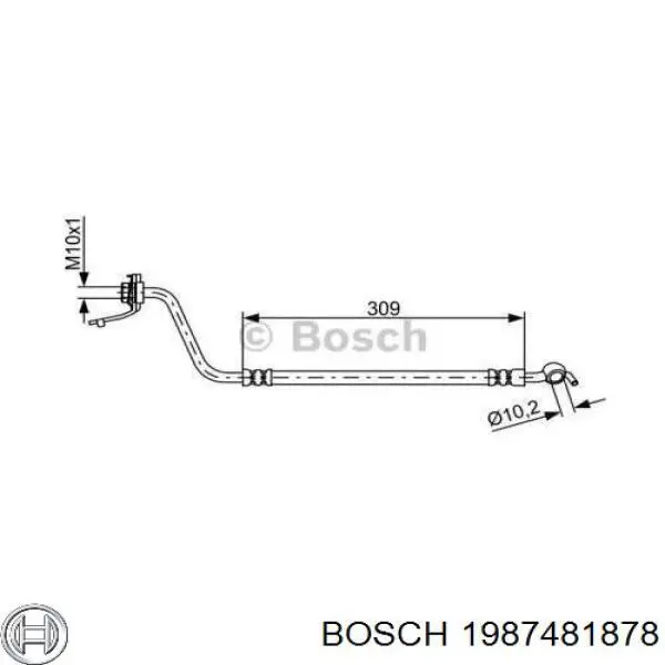 Купити 1987481878 Bosch Шланг гальмівний задній, лівий