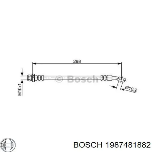 1987481882 Bosch шланг гальмівний задній, правий