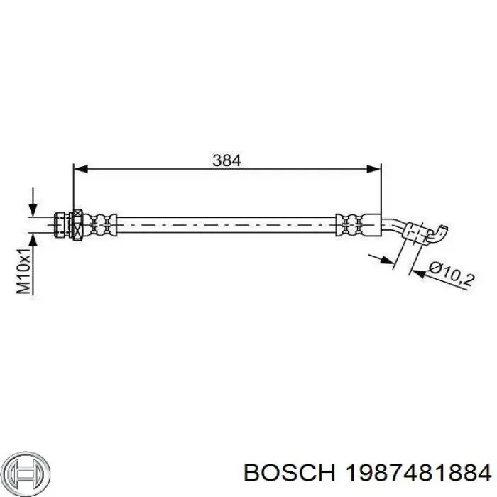 Шланг гальмівний задній, лівий 1987481884 Bosch