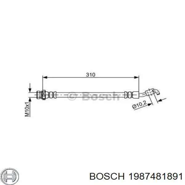 1987481891 Bosch Шланг гальмівний задній, правий