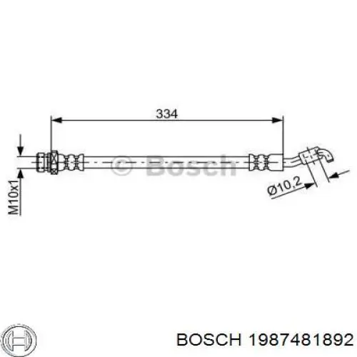 Шланг гальмівний задній, правий 1987481892 Bosch