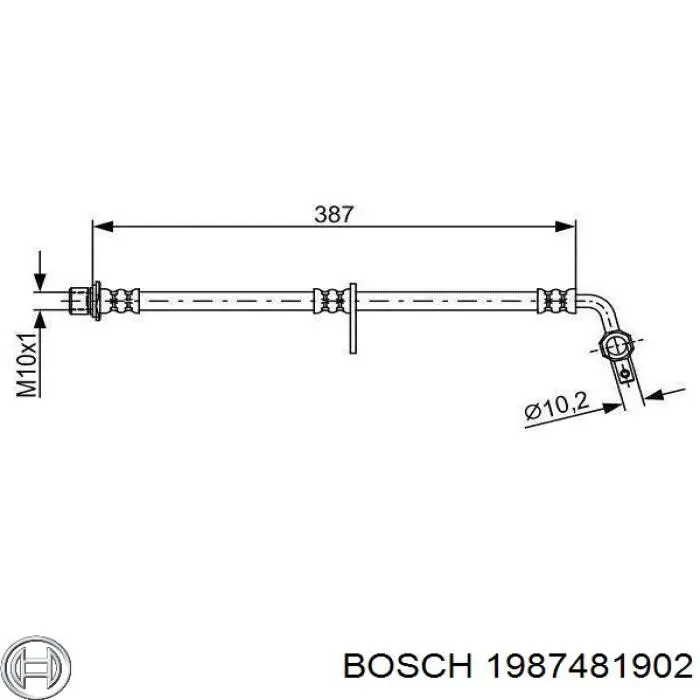 1987481902 Bosch шланг гальмівний передній, лівий