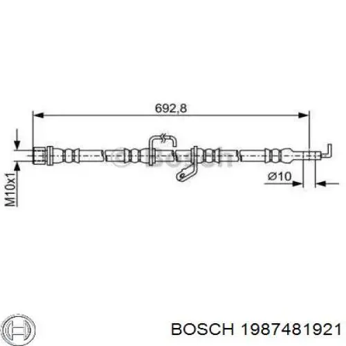 Шланг гальмівний передній, правий 1987481921 Bosch