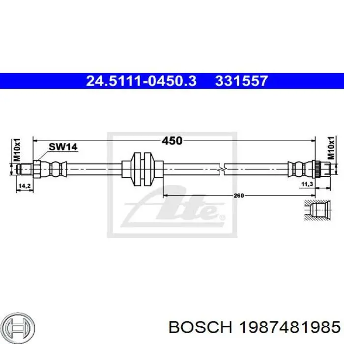 Гальмівні шланги передні 1987481985 Bosch