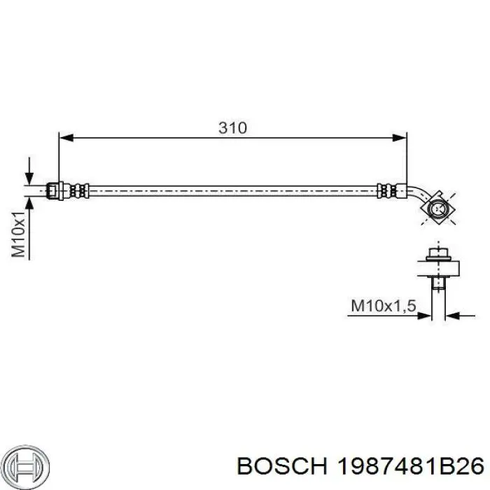 Шланг гальмівний передній, лівий 1987481B26 Bosch