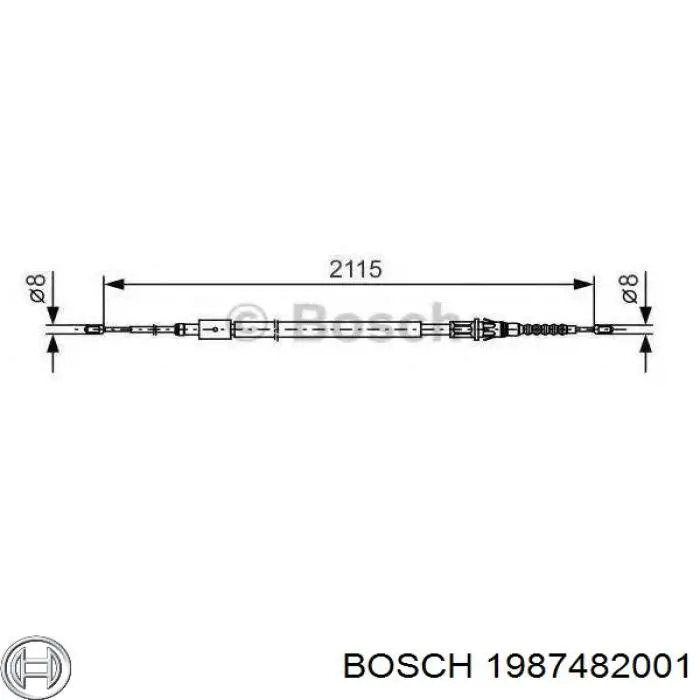 Трос ручного гальма задній, правий 1987482001 Bosch