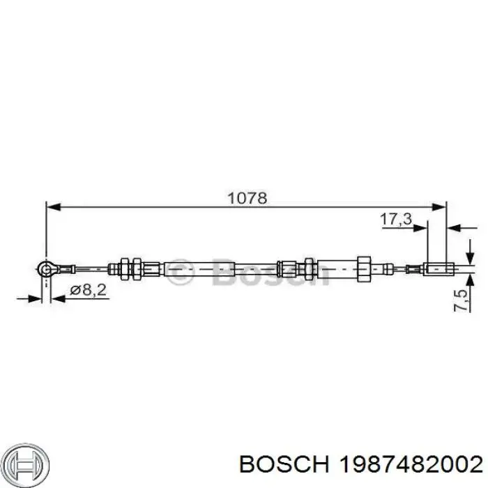 Трос ручного гальма передній 1987482002 Bosch