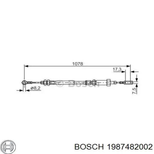 1987482002 Bosch трос ручного гальма передній