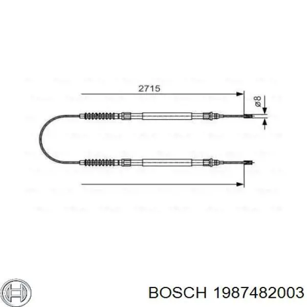 1987482003 Bosch трос ручного гальма задній, правий/лівий