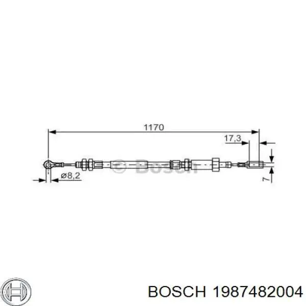 1987482004 Bosch Трос ручного гальма передній