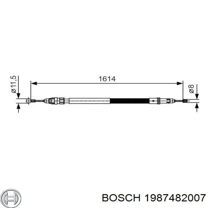 Трос ручного гальма задній, правий/лівий 1987482007 Bosch