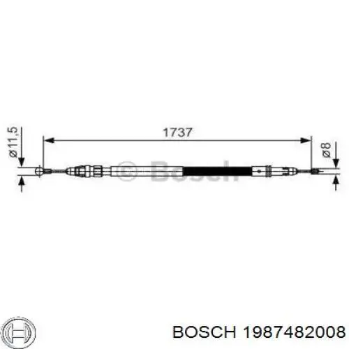 Трос ручного гальма задній, правий/лівий 1987482008 Bosch