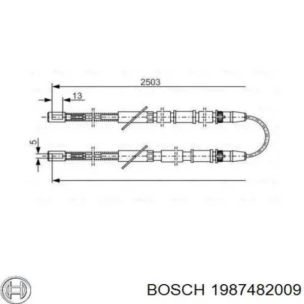 Купити 1987482009 Bosch Трос ручного гальма задній, правий/лівий