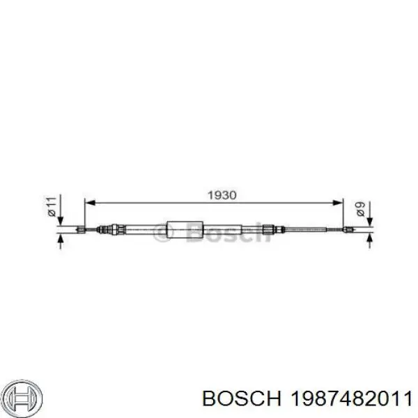 1987482011 Bosch Трос ручного гальма задній, правий/лівий