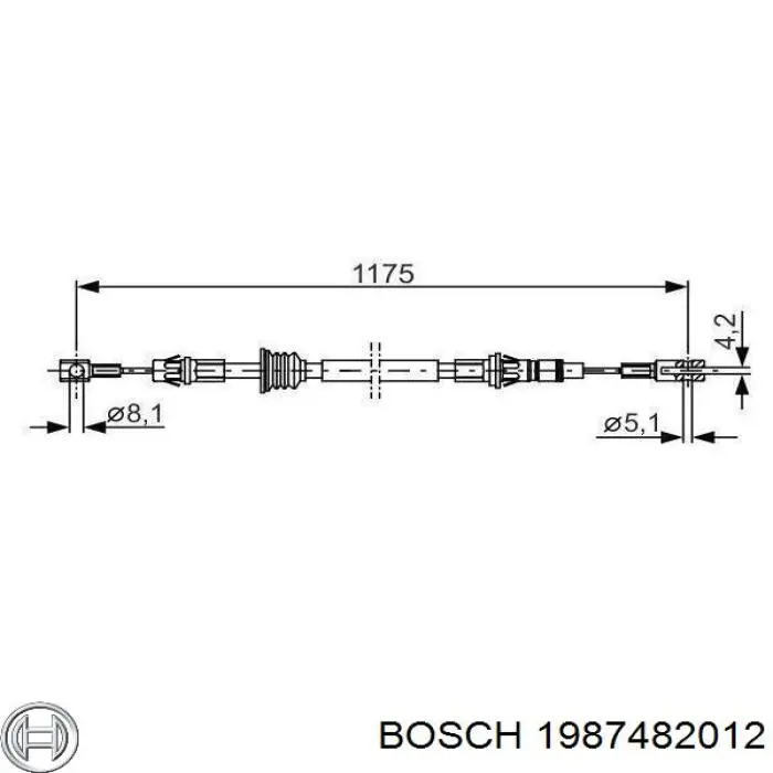 1987482012 Bosch трос ручного гальма передній
