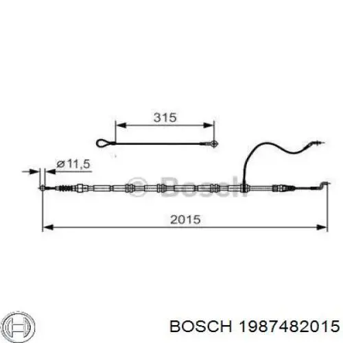 Купити 1987482015 Bosch Трос ручного гальма задній, правий/лівий